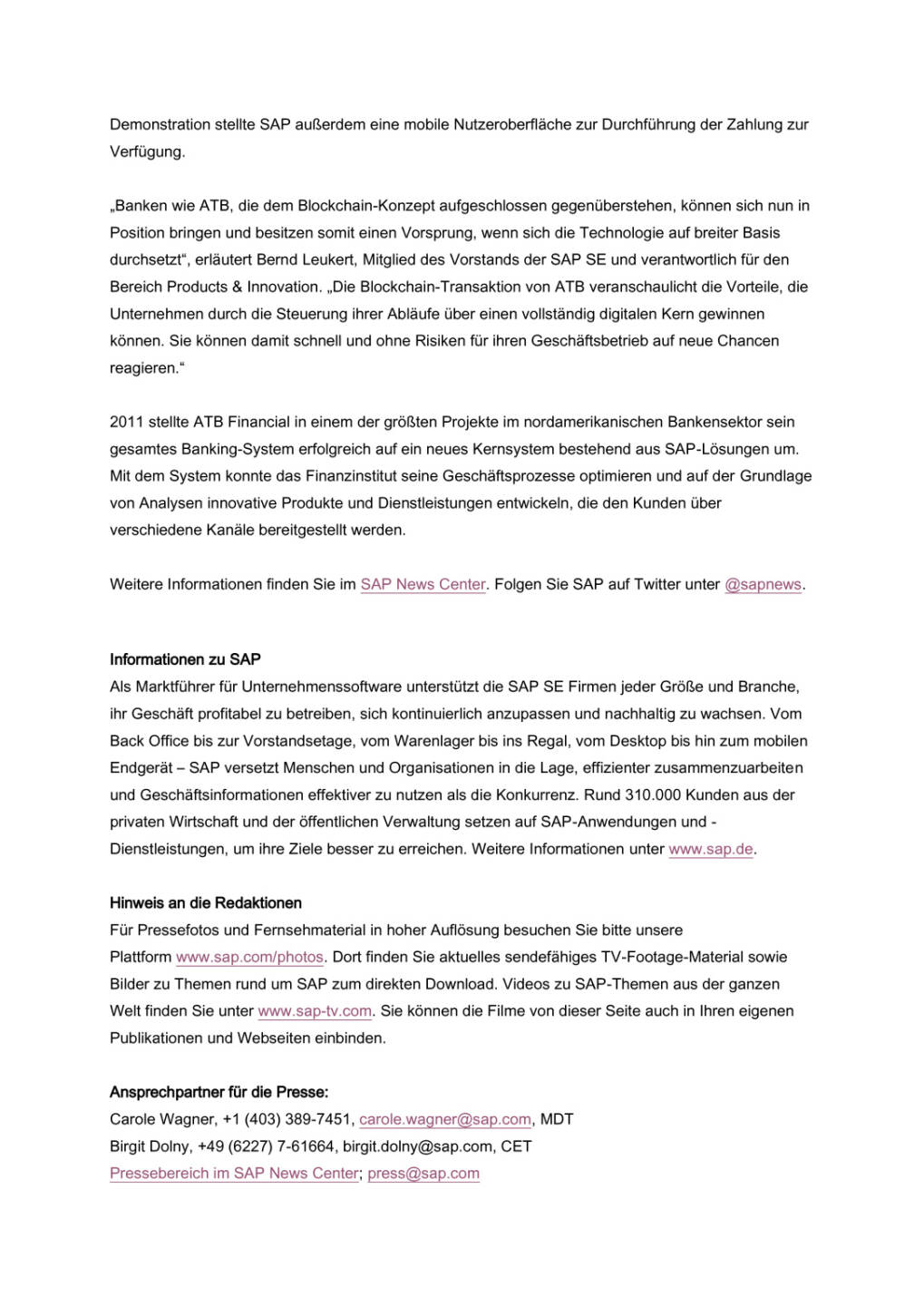 SAP: Echtzeitüberweisungen von Kanada nach Deutschland, Seite 2/3, komplettes Dokument unter http://boerse-social.com/static/uploads/file_1410_sap_echtzeituberweisungen_von_kanada_nach_deutschland.pdf