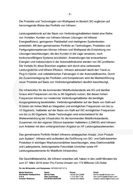 Infineon plant Übernahme von Wolfspeed, Seite 3/6, komplettes Dokument unter http://boerse-social.com/static/uploads/file_1413_infineon_plant_ubernahme_von_wolfspeed.pdf (14.07.2016) 