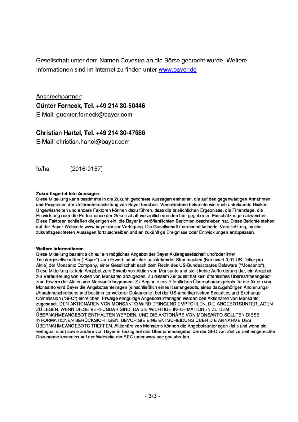 Bayer erhöht Angebot für Monsanto, Seite 3/3, komplettes Dokument unter http://boerse-social.com/static/uploads/file_1418_bayer_erhoht_angebot_fur_monsanto.pdf