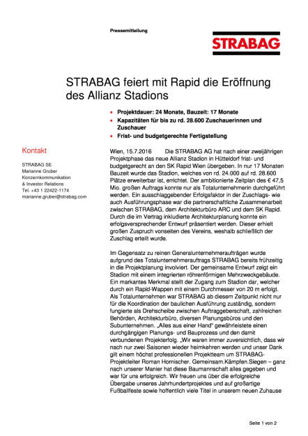 Strabag feiert mit Rapid die Eröffnung des Allianz Stadions, Seite 1/2, komplettes Dokument unter http://boerse-social.com/static/uploads/file_1424_strabag_feiert_mit_rapid_die_eroffnung_des_allianz_stadions.pdf (15.07.2016) 