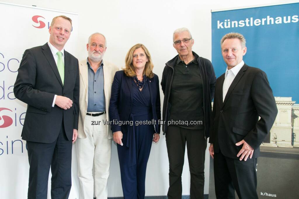 Friedrich Wachernig (Vorstand S Immo AG), Peter Zawrel (GF Künstlerhaus), Susanne Schaefer-Wiery (Bezirksvorsteherin 5. Wiener Gemeindebezirks), Michael Pilz (Präsident Künstlerhaus), Ernst Woller (Vorsitzender des Gemeinderatsausschusses für Kultur, Wissenschaft und Sport) : Künstlerhaus zieht nach Margareten : Fotocredit: Künstlerhaus/S Immo AG/APA-Fotoservice/Rastegar, © Aussendung (15.07.2016) 