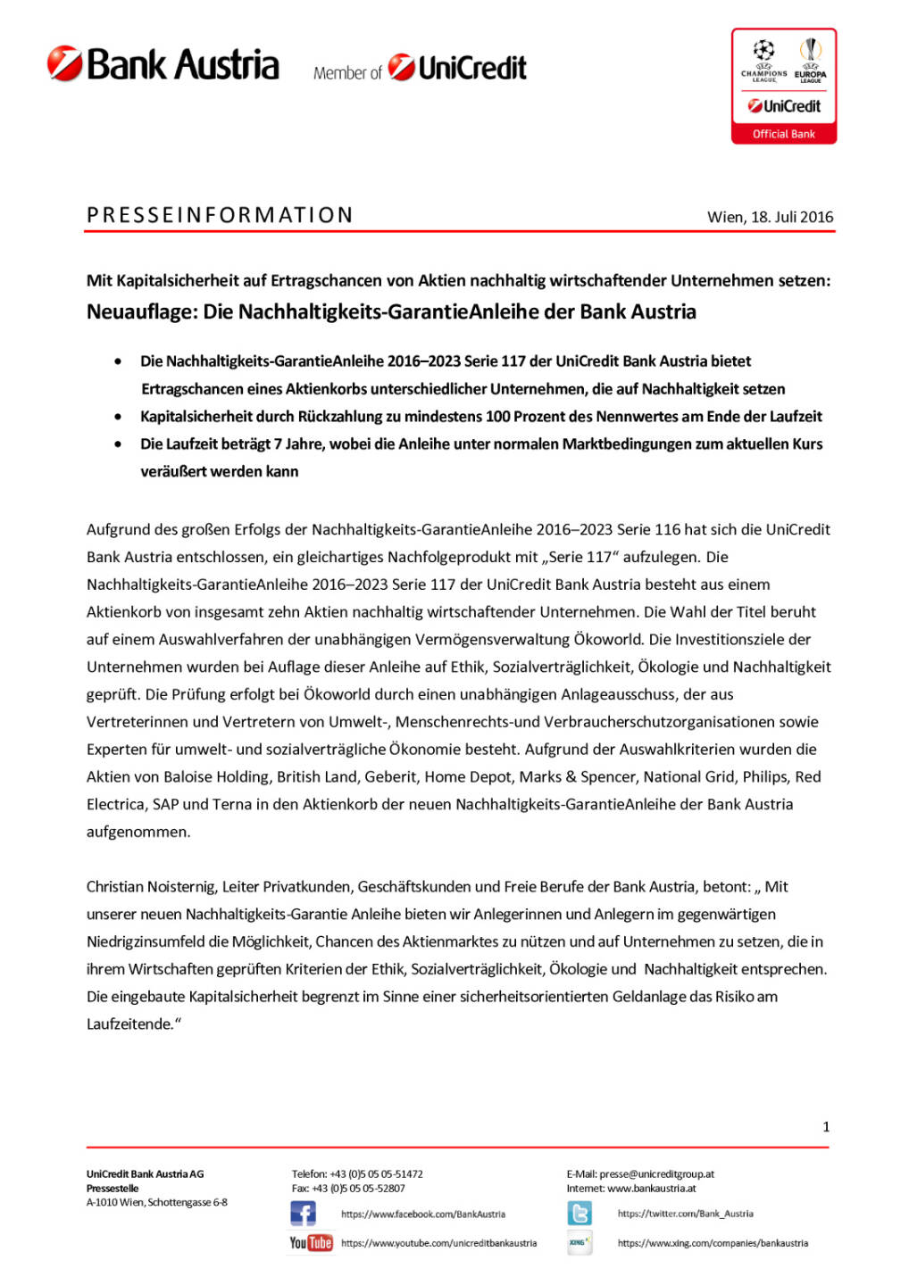 Bank Austria: Die Nachhaltigkeits-GarantieAnleihe, Seite 1/3, komplettes Dokument unter http://boerse-social.com/static/uploads/file_1432_bank_austria_die_nachhaltigkeits-garantieanleihe.pdf