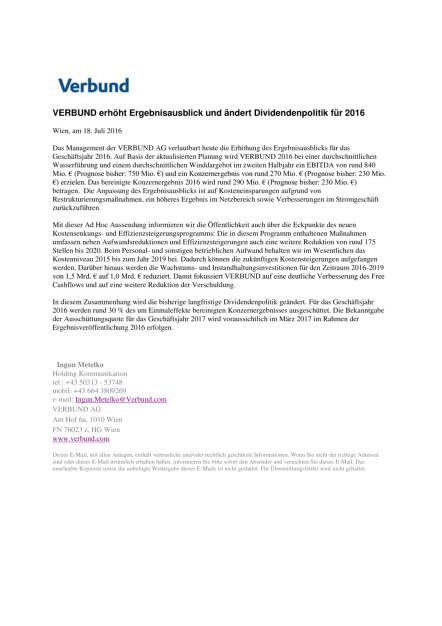 Verbund erhöht Ergebnisausblick, Seite 1/1, komplettes Dokument unter http://boerse-social.com/static/uploads/file_1439_verbund_erhoht_ergebnisausblick.pdf (18.07.2016) 