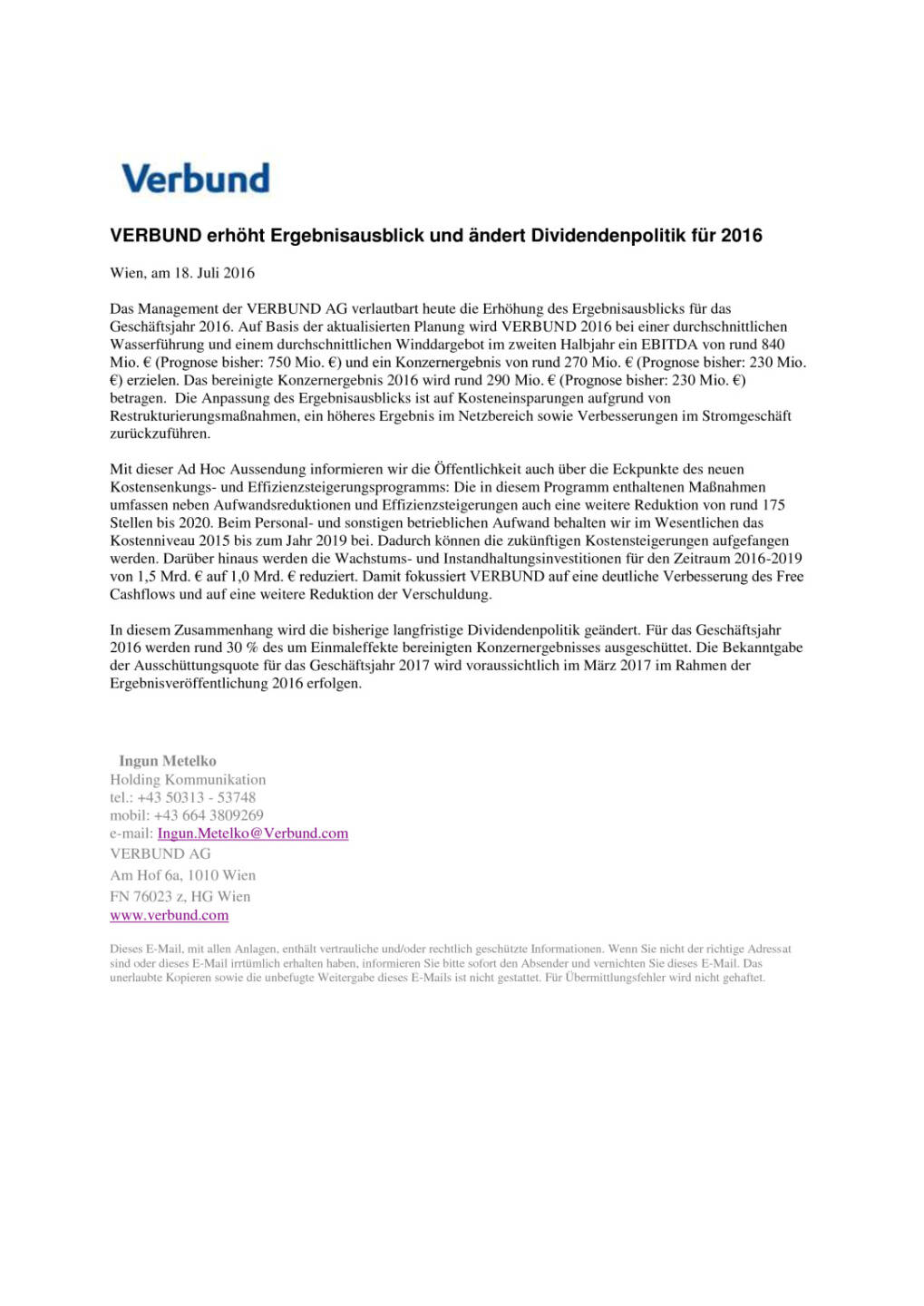 Verbund erhöht Ergebnisausblick, Seite 1/1, komplettes Dokument unter http://boerse-social.com/static/uploads/file_1439_verbund_erhoht_ergebnisausblick.pdf