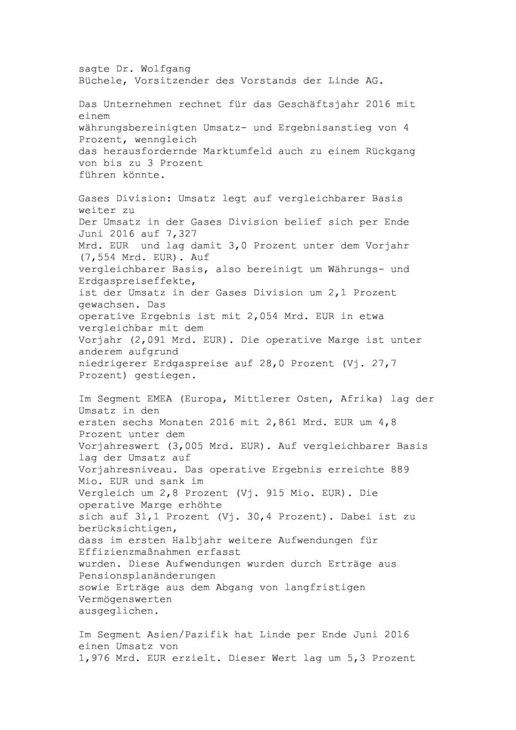 Linde Halbjahresergebnis, Seite 2/6, komplettes Dokument unter http://boerse-social.com/static/uploads/file_1513_linde_halbjahresergebnis.pdf