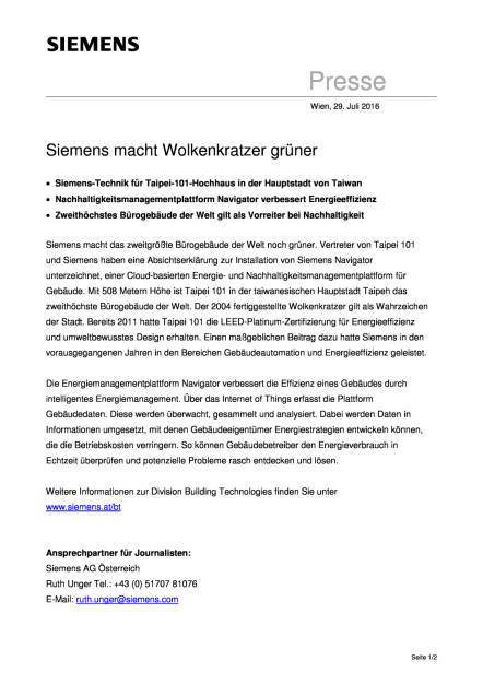 Siemens macht Wolkenkratzer grüner, Seite 1/2, komplettes Dokument unter http://boerse-social.com/static/uploads/file_1525_siemens_macht_wolkenkratzer_gruner.pdf (29.07.2016) 