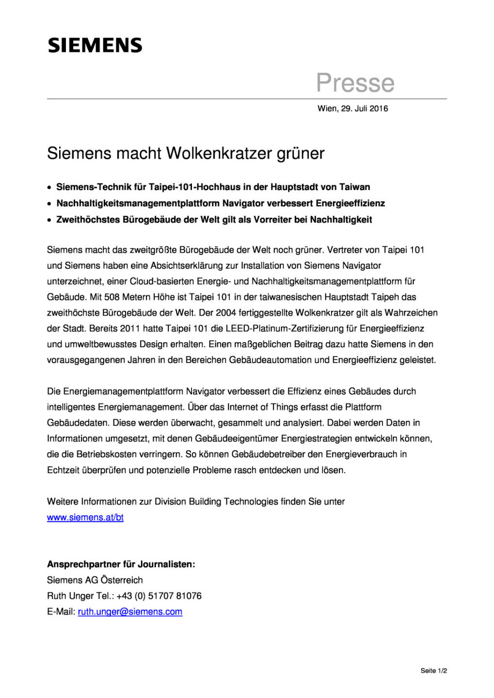 Siemens macht Wolkenkratzer grüner, Seite 1/2, komplettes Dokument unter http://boerse-social.com/static/uploads/file_1525_siemens_macht_wolkenkratzer_gruner.pdf