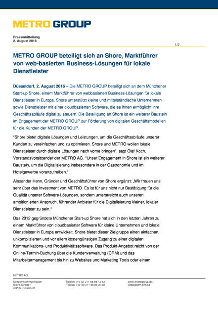 Metro Group beteiligt sich an Shore, Seite 1/2, komplettes Dokument unter http://boerse-social.com/static/uploads/file_1536_metro_group_beteiligt_sich_an_shore.pdf (01.08.2016) 