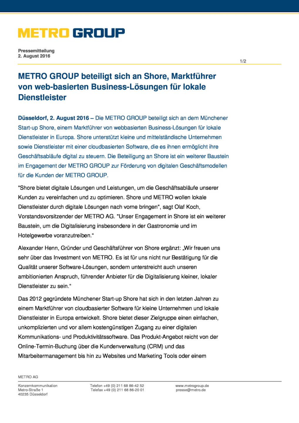 Metro Group beteiligt sich an Shore, Seite 1/2, komplettes Dokument unter http://boerse-social.com/static/uploads/file_1536_metro_group_beteiligt_sich_an_shore.pdf