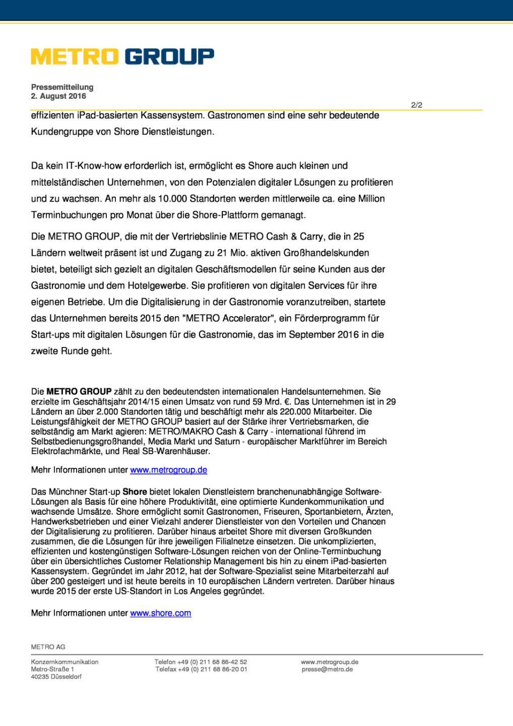 Metro Group beteiligt sich an Shore, Seite 2/2, komplettes Dokument unter http://boerse-social.com/static/uploads/file_1536_metro_group_beteiligt_sich_an_shore.pdf