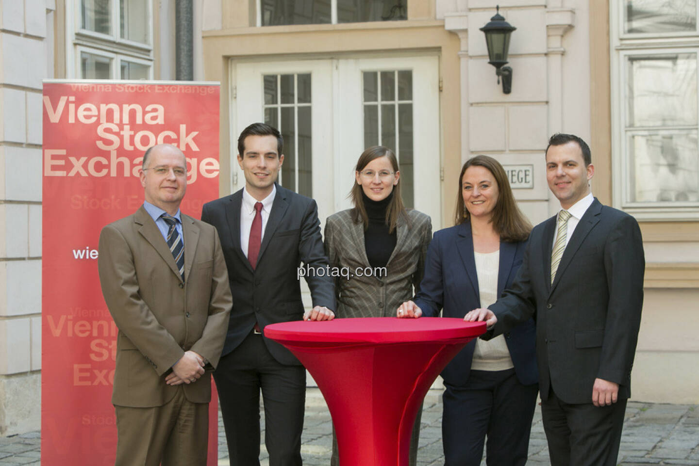 Erwin Hof (Marketing & Unternehmenskommunikation Wiener Börse), Jürgen Höblinger (Market- & Product Development, Listing Wiener Börse), Julia Kollmitzer (IT Services Wiener Börse), Anita Schatz (Marketing & Unternehmenskommunikation, Wiener Börse), Claus Beischlager (Market- & Product Development, Listing Wiener Börse)