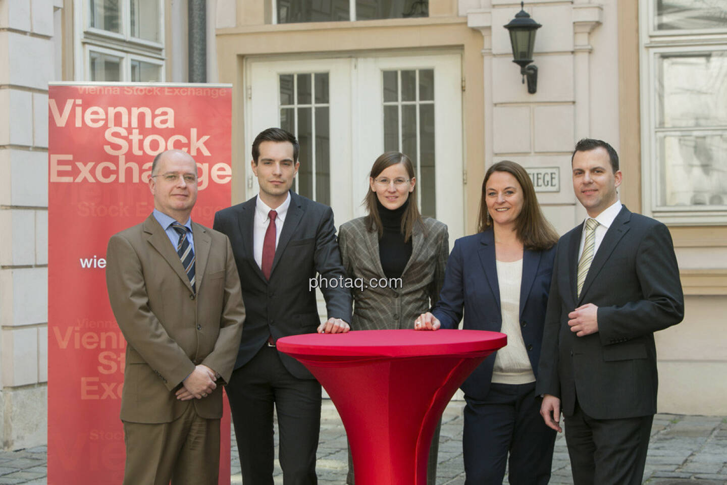 Erwin Hof (Marketing & Unternehmenskommunikation Wiener Börse), Jürgen Höblinger (Market- & Product Development, Listing Wiener Börse), Julia Kollmitzer (IT Services Wiener Börse), Anita Schatz (Marketing & Unternehmenskommunikation, Wiener Börse), Claus Beischlager (Market- & Product Development, Listing Wiener Börse)