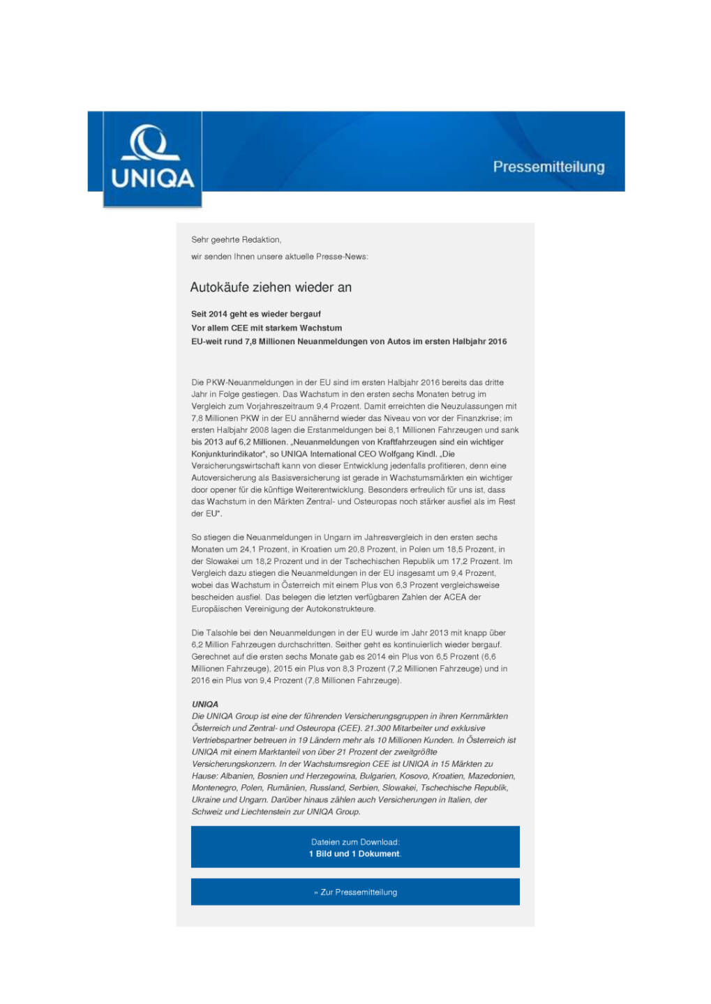 Uniqa: Autokäufe ziehen wieder an, Seite 1/2, komplettes Dokument unter http://boerse-social.com/static/uploads/file_1547_uniqa_autokaufe_ziehen_wieder_an.pdf