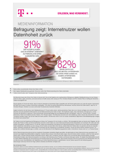 Deutsche Telekom: Internetnutzer wollen Datenhoheit zurück, Seite 1/1, komplettes Dokument unter http://boerse-social.com/static/uploads/file_1550_deutsche_telekom_internetnutzer_wollen_datenhoheit_zuruck.pdf (02.08.2016) 