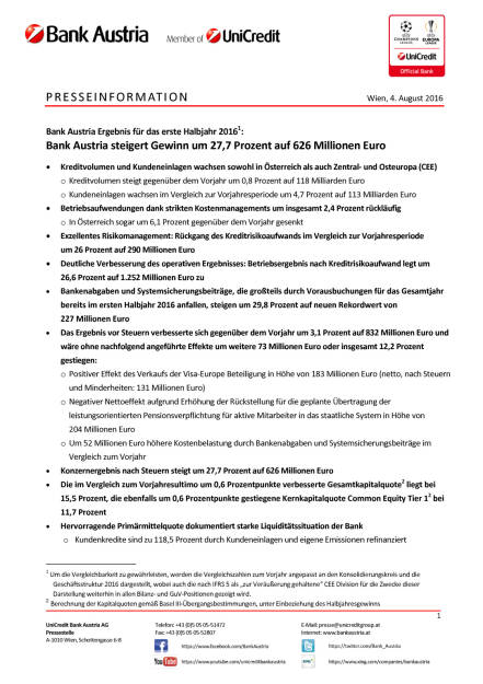 Bank Austria Ergebnis für das erste Halbjahr 2016, Seite 1/11, komplettes Dokument unter http://boerse-social.com/static/uploads/file_1568_bank_austria_ergebnis_fur_das_erste_halbjahr_2016.pdf (04.08.2016) 