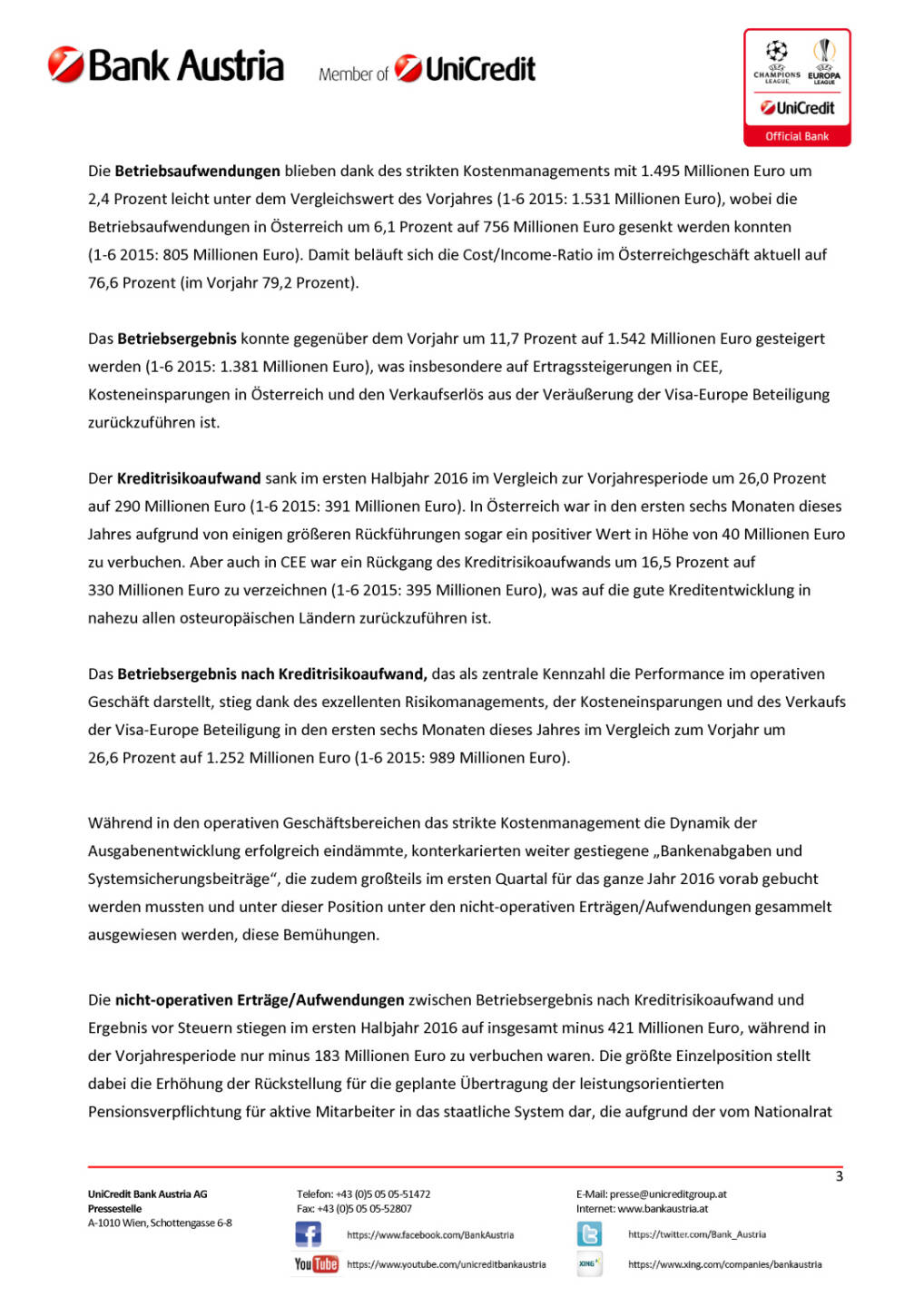 Bank Austria Ergebnis f&uuml;r das erste Halbjahr 2016, Seite 3/11, komplettes Dokument unter http://boerse-social.com/static/uploads/file_1568_bank_austria_ergebnis_fur_das_erste_halbjahr_2016.pdf