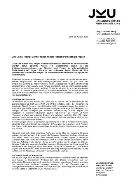 JKU: Risikoforschung, Seite 1/2, komplettes Dokument unter http://boerse-social.com/static/uploads/file_1569_jku_risikoforschung.pdf (04.08.2016) 