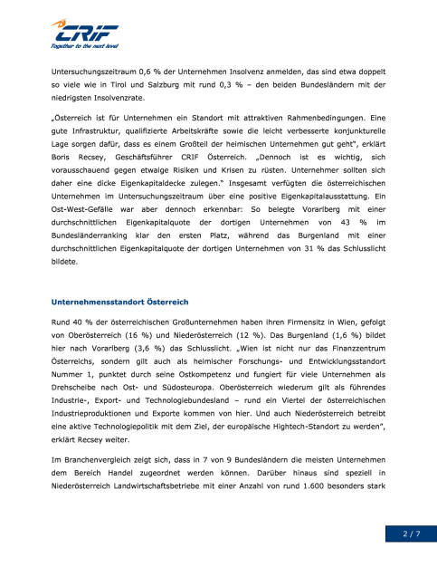 CRIF: Österreichische Unternehmen im Focus, Seite 2/7, komplettes Dokument unter http://boerse-social.com/static/uploads/file_1578_crif_osterreichische_unternehmen_im_focus.pdf (08.08.2016) 
