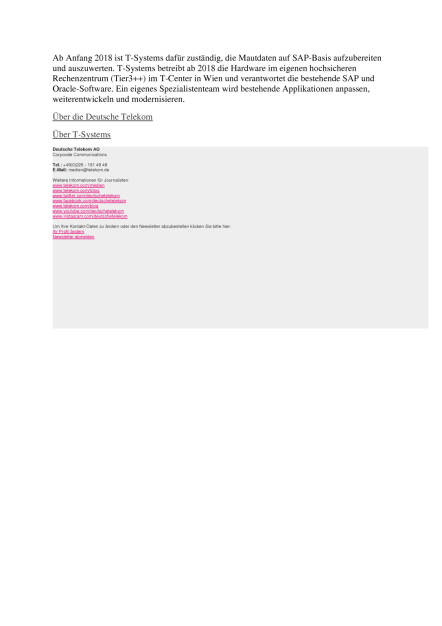 Deutsche Telekom: Asfinag beauftragt T-Systems mit zentralem Mautsystem, Seite 2/2, komplettes Dokument unter http://boerse-social.com/static/uploads/file_1585_deutsche_telekom_asfinag_beauftragt_t-systems_mit_zentralem_mautsystem.pdf (09.08.2016) 