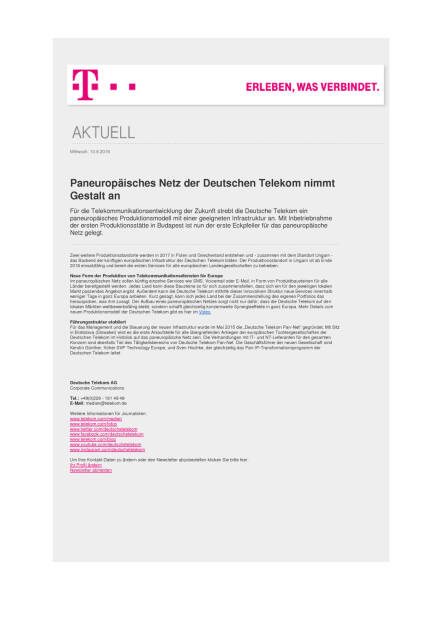 Deutsche Telekom: Paneuropäisches Netz nimmt Gestalt an, Seite 1/1, komplettes Dokument unter http://boerse-social.com/static/uploads/file_1600_deutsche_telekom_paneuropaisches_netz_nimmt_gestalt_an.pdf (10.08.2016) 