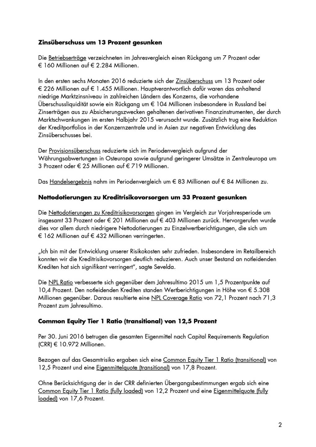 RBI: Presseinformation 1. Halbjahr 2016, Seite 2/5, komplettes Dokument unter http://boerse-social.com/static/uploads/file_1633_rbi_presseinformation_1_halbjahr_2016.pdf