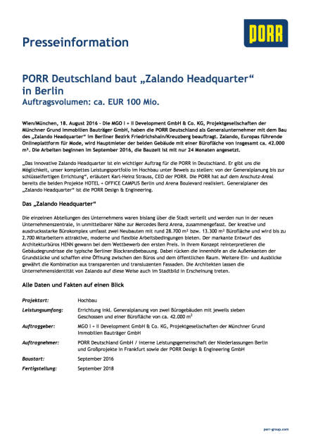 Porr Deutschland baut „Zalando Headquarter“ in Berlin , Seite 1/2, komplettes Dokument unter http://boerse-social.com/static/uploads/file_1637_porr_deutschland_baut_zalando_headquarter_in_berlin.pdf (18.08.2016) 