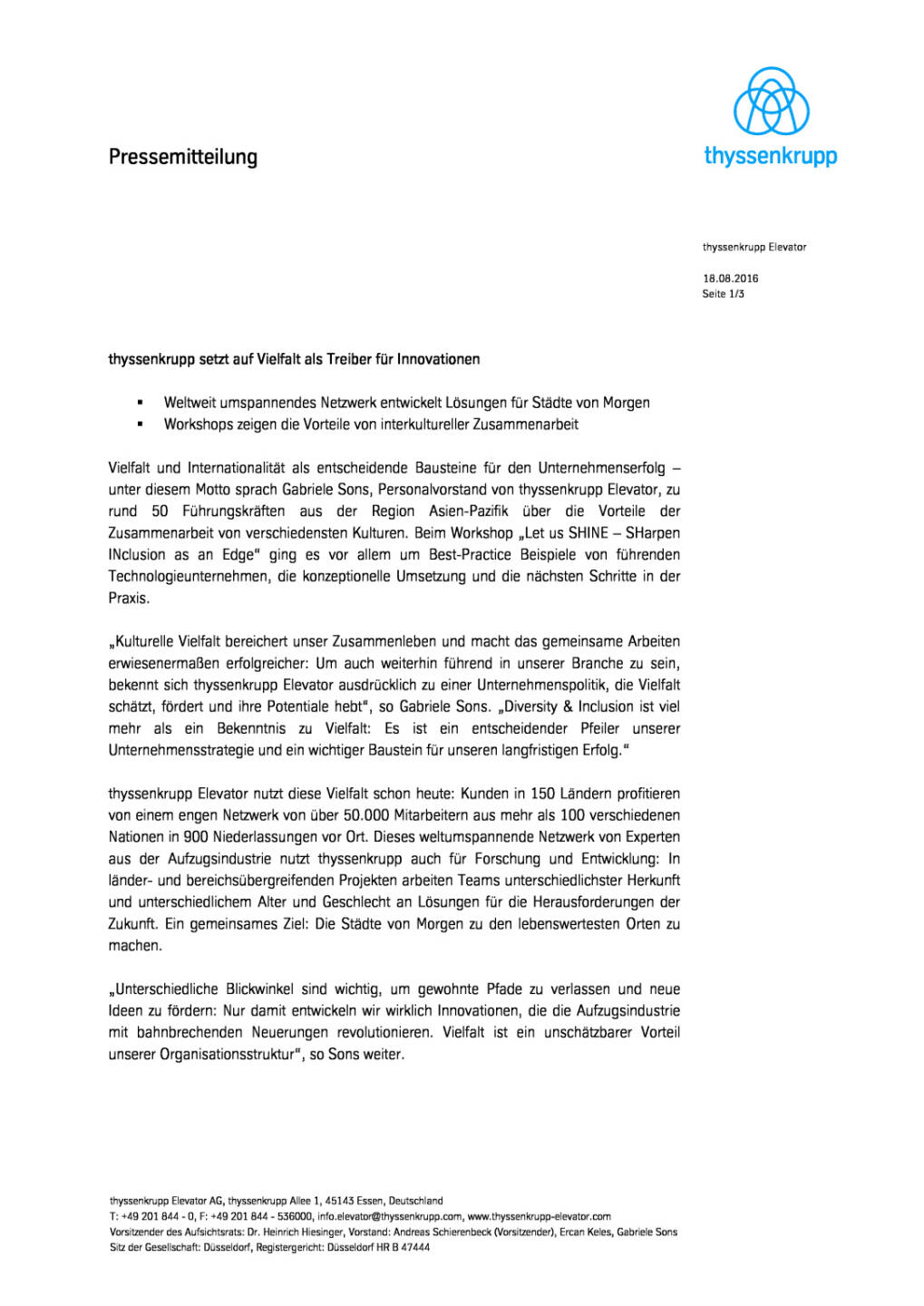 thyssenkrupp setzt auf Vielfalt als Treiber für Innovationen, Seite 1/3, komplettes Dokument unter http://boerse-social.com/static/uploads/file_1639_thyssenkrupp_setzt_auf_vielfalt_als_treiber_fur_innovationen.pdf