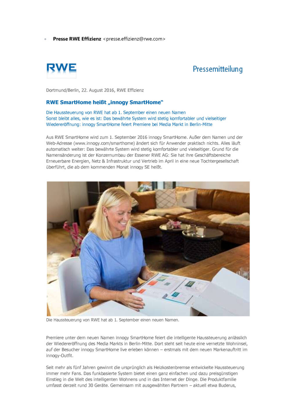 RWE SmartHome heißt „innogy SmartHome“, Seite 1/2, komplettes Dokument unter http://boerse-social.com/static/uploads/file_1649_rwe_smarthome_heisst_innogy_smarthome.pdf