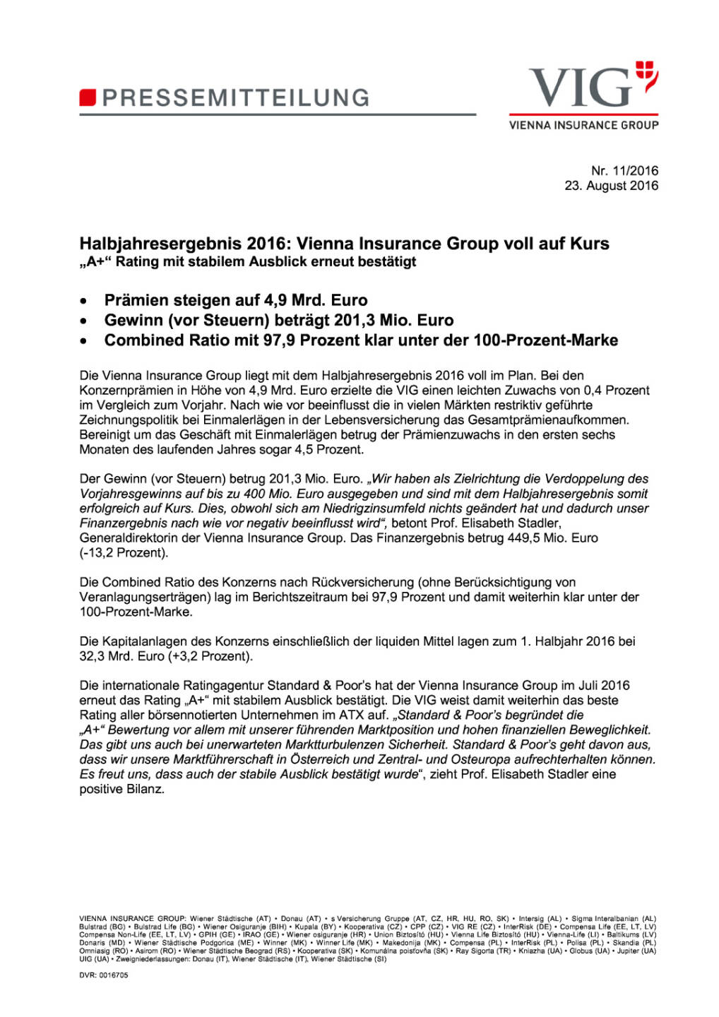 VIG Halbjahresergebnis 2016, Seite 1/4, komplettes Dokument unter http://boerse-social.com/static/uploads/file_1653_vig_halbjahresergebnis_2016.pdf