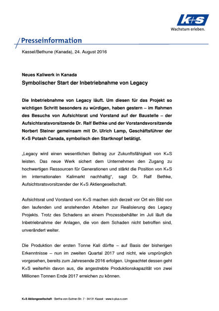 K+S Gruppe: Neues Kaliwerk in Kanada, Seite 1/3, komplettes Dokument unter http://boerse-social.com/static/uploads/file_1661_ks_gruppe_neues_kaliwerk_in_kanada.pdf (24.08.2016) 