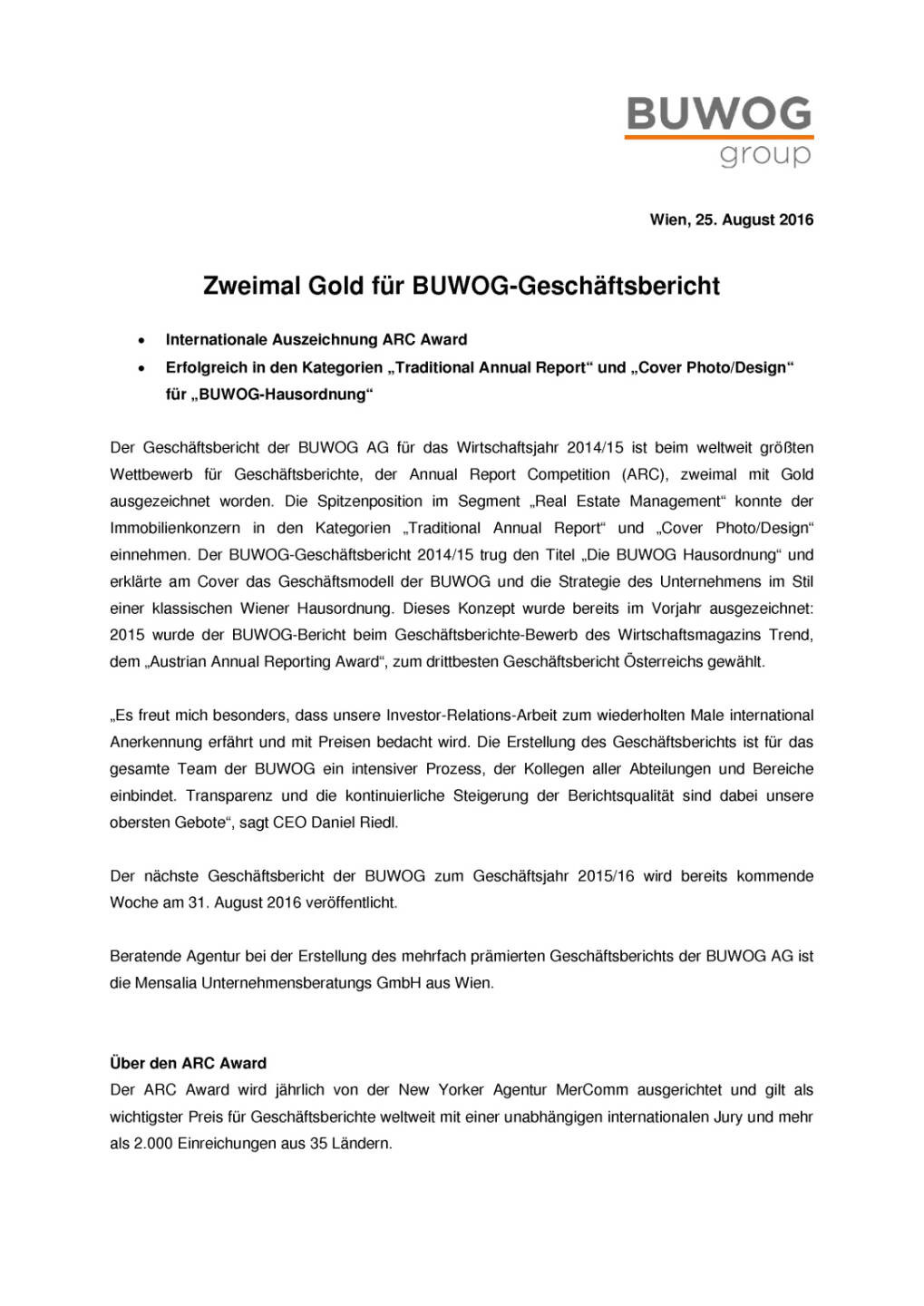 Buwog: Zweimal Gold für Geschäftsbericht, Seite 1/2, komplettes Dokument unter http://boerse-social.com/static/uploads/file_1675_buwog_zweimal_gold_fur_geschaftsbericht.pdf