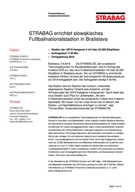 Strabag errichtet slowakisches Fußballnationalstadion in Bratislava, Seite 1/2, komplettes Dokument unter http://boerse-social.com/static/uploads/file_1711_strabag_errichtet_slowakisches_fussballnationalstadion_in_bratislava.pdf (02.09.2016) 