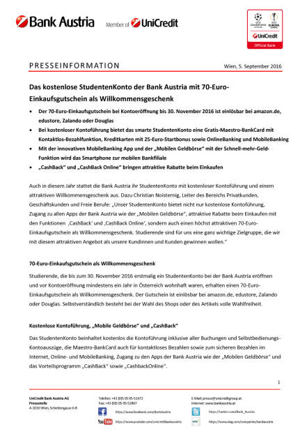 Bank Austria: Studentenkonto, Seite 1/2, komplettes Dokument unter http://boerse-social.com/static/uploads/file_1719_bank_austria_studentenkonto.pdf (05.09.2016) 