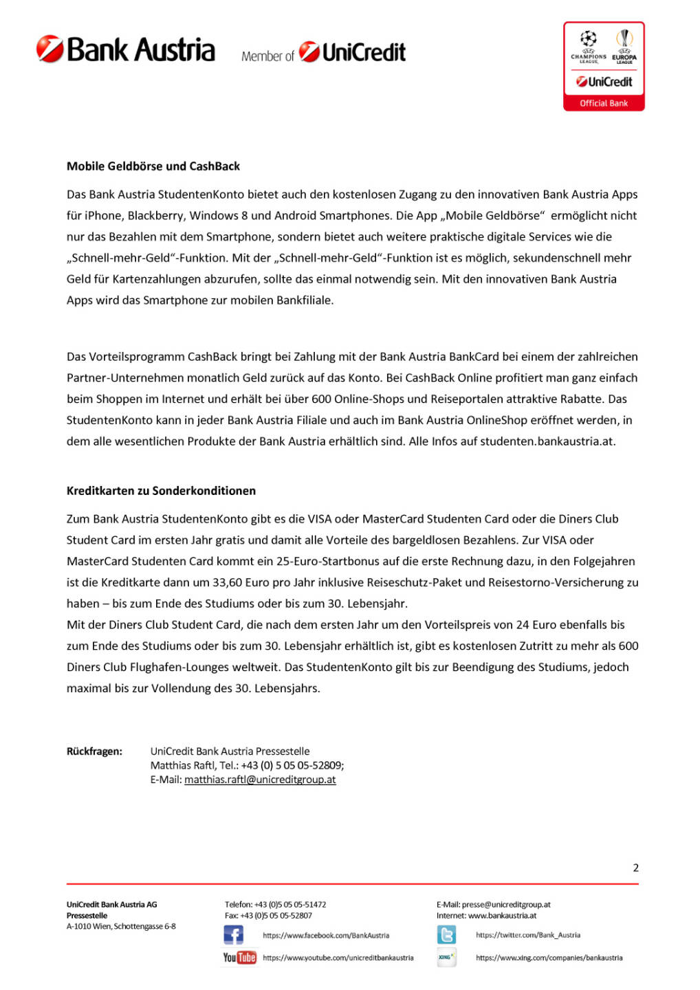 Bank Austria: Studentenkonto, Seite 2/2, komplettes Dokument unter http://boerse-social.com/static/uploads/file_1719_bank_austria_studentenkonto.pdf