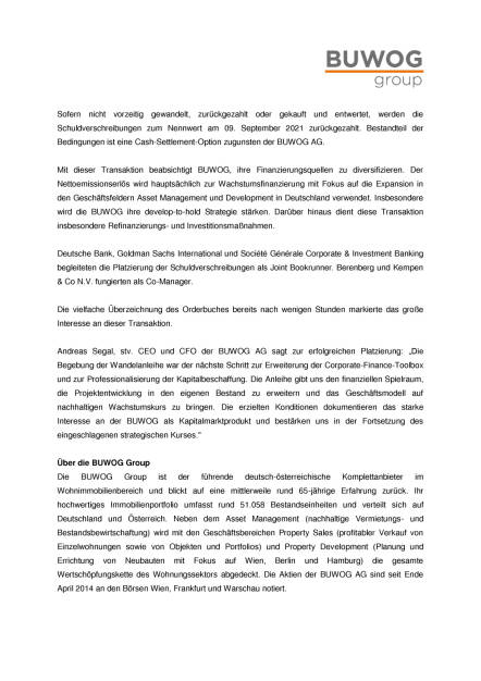 Buwog: Wandelschuldverschreibung, Seite 2/5, komplettes Dokument unter http://boerse-social.com/static/uploads/file_1739_buwog_wandelschuldverschreibung.pdf (06.09.2016) 
