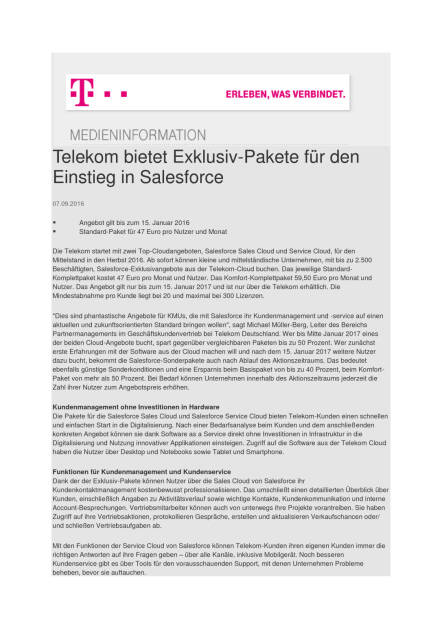 Telekom: Exklusiv-Pakete bei Einstieg in Salesforce, Seite 1/2, komplettes Dokument unter http://boerse-social.com/static/uploads/file_1741_telekom_exklusiv-pakete_bei_einstieg_in_salesforce.pdf (07.09.2016) 