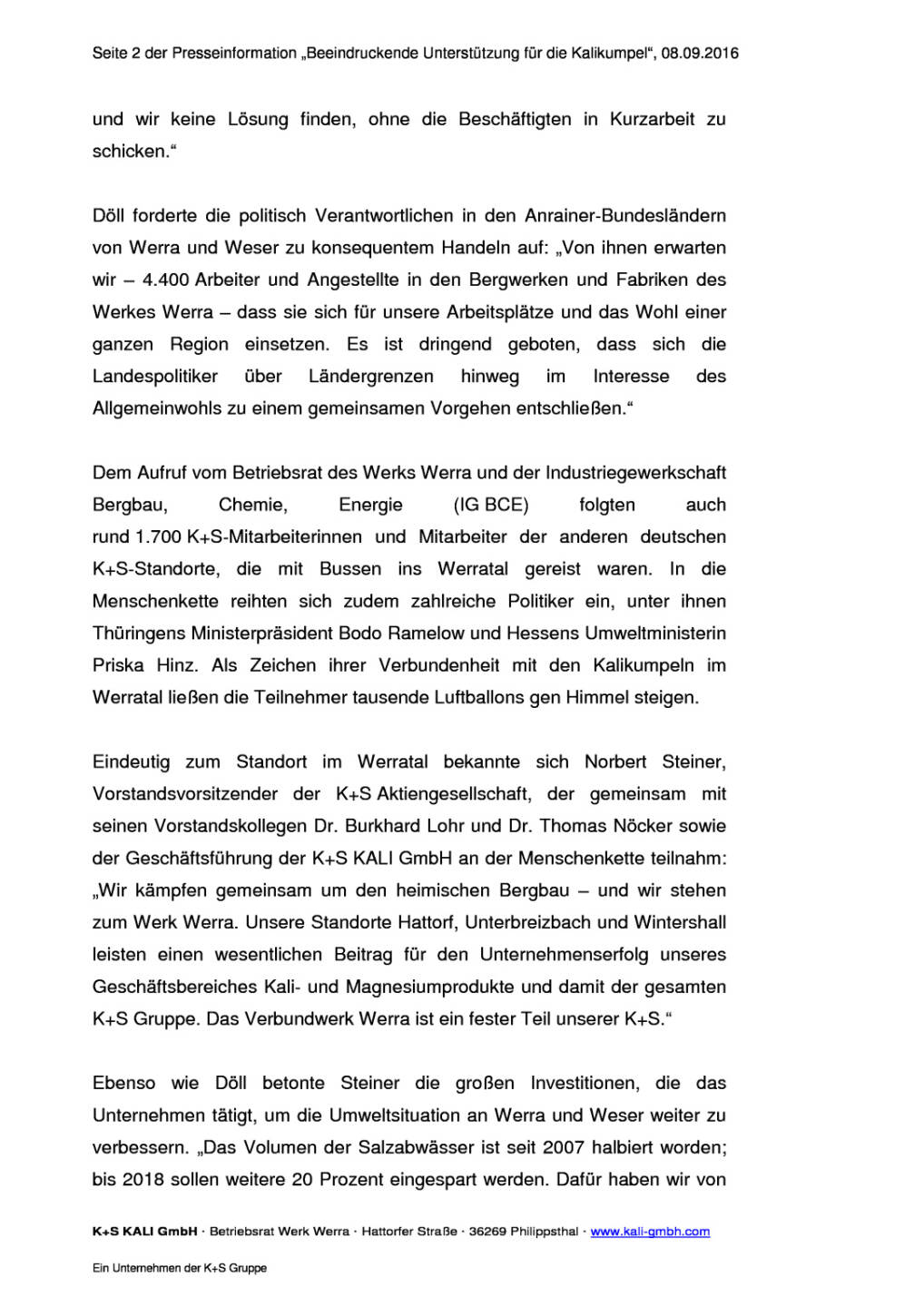 K+S AG Betriebsrat: Menschenkette im Werratal, Seite 2/4, komplettes Dokument unter http://boerse-social.com/static/uploads/file_1751_ks_ag_betriebsrat_menschenkette_im_werratal.pdf