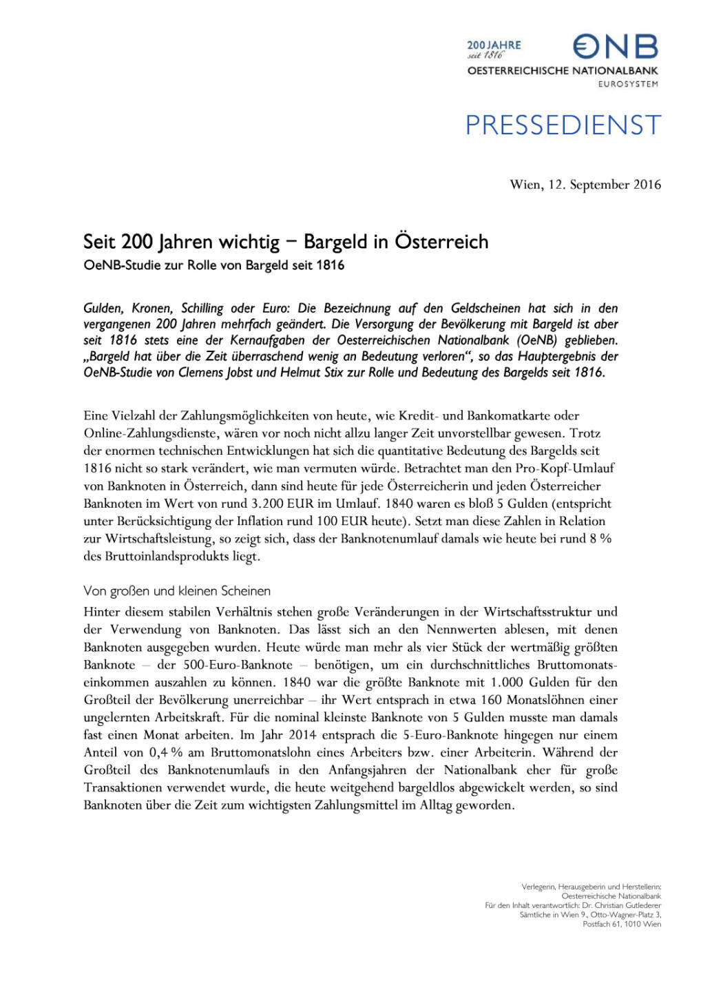 OeNB: Seit 200 Jahren wichtig – Bargeld in Österreich, Seite 1/2, komplettes Dokument unter http://boerse-social.com/static/uploads/file_1763_oenb_seit_200_jahren_wichtig_bargeld_in_osterreich.pdf
