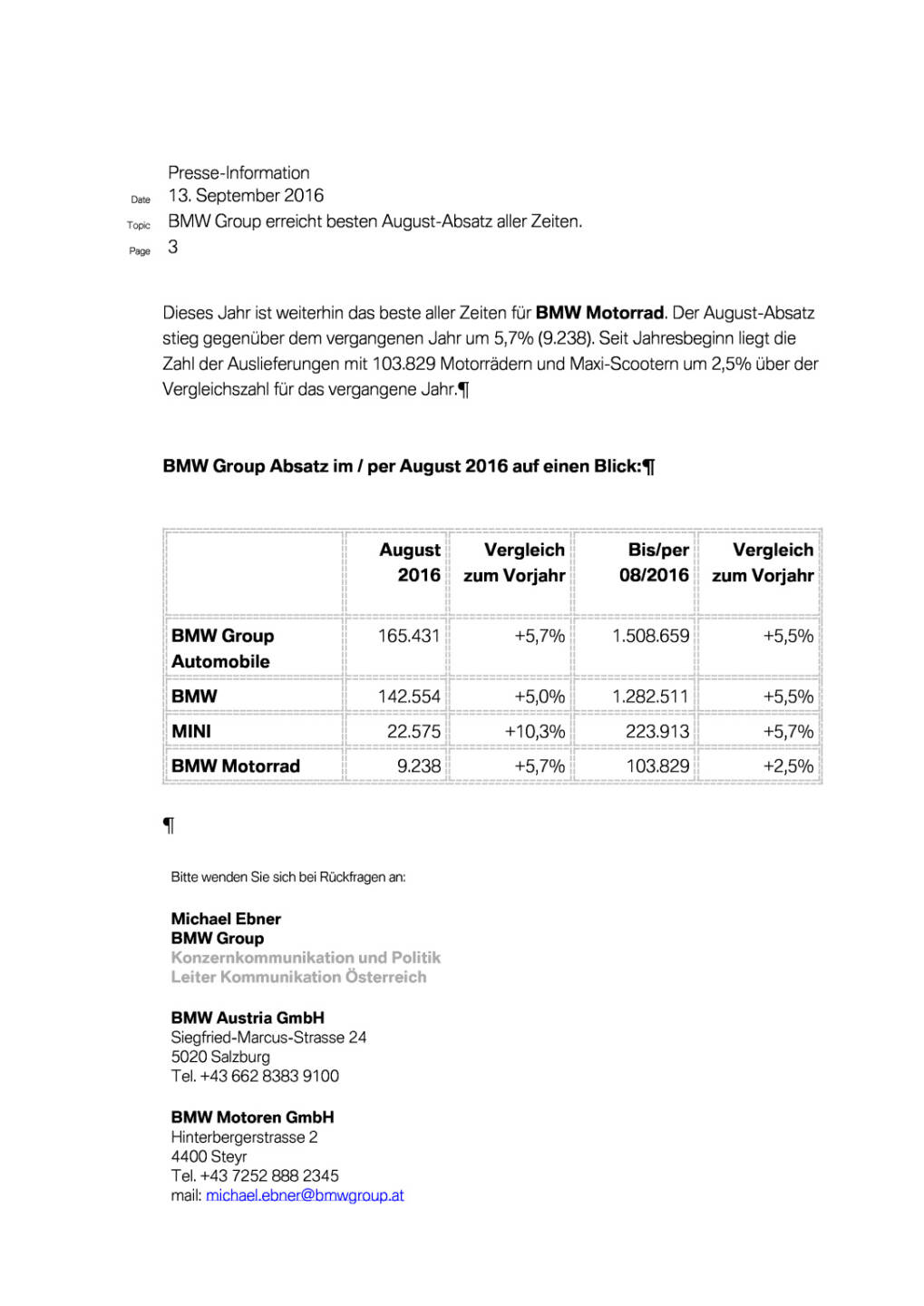 BMW Group: Vertriebsmeldung August 2016, Seite 3/4, komplettes Dokument unter http://boerse-social.com/static/uploads/file_1769_bmw_group_vertriebsmeldung_august_2016.pdf