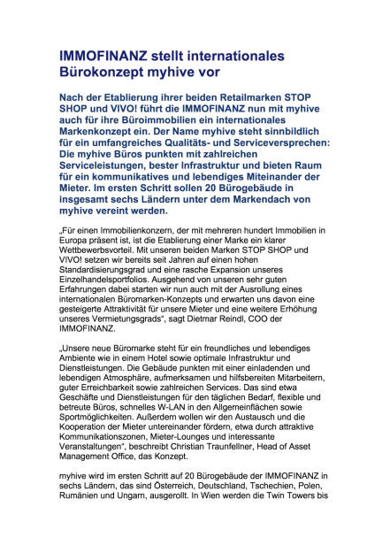 Immofinanz stellt Bürokonzept myhive vor , Seite 1/3, komplettes Dokument unter http://boerse-social.com/static/uploads/file_1775_immofinanz_stellt_burokonzept_myhive_vor.pdf (15.09.2016) 