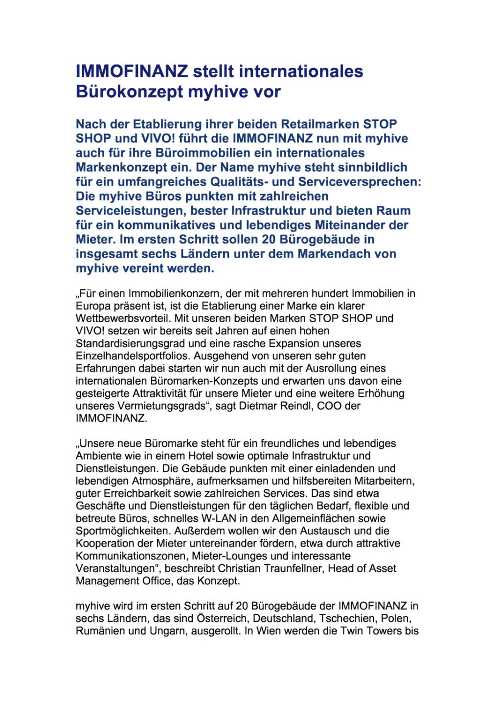 Immofinanz stellt Bürokonzept myhive vor , Seite 1/3, komplettes Dokument unter http://boerse-social.com/static/uploads/file_1775_immofinanz_stellt_burokonzept_myhive_vor.pdf