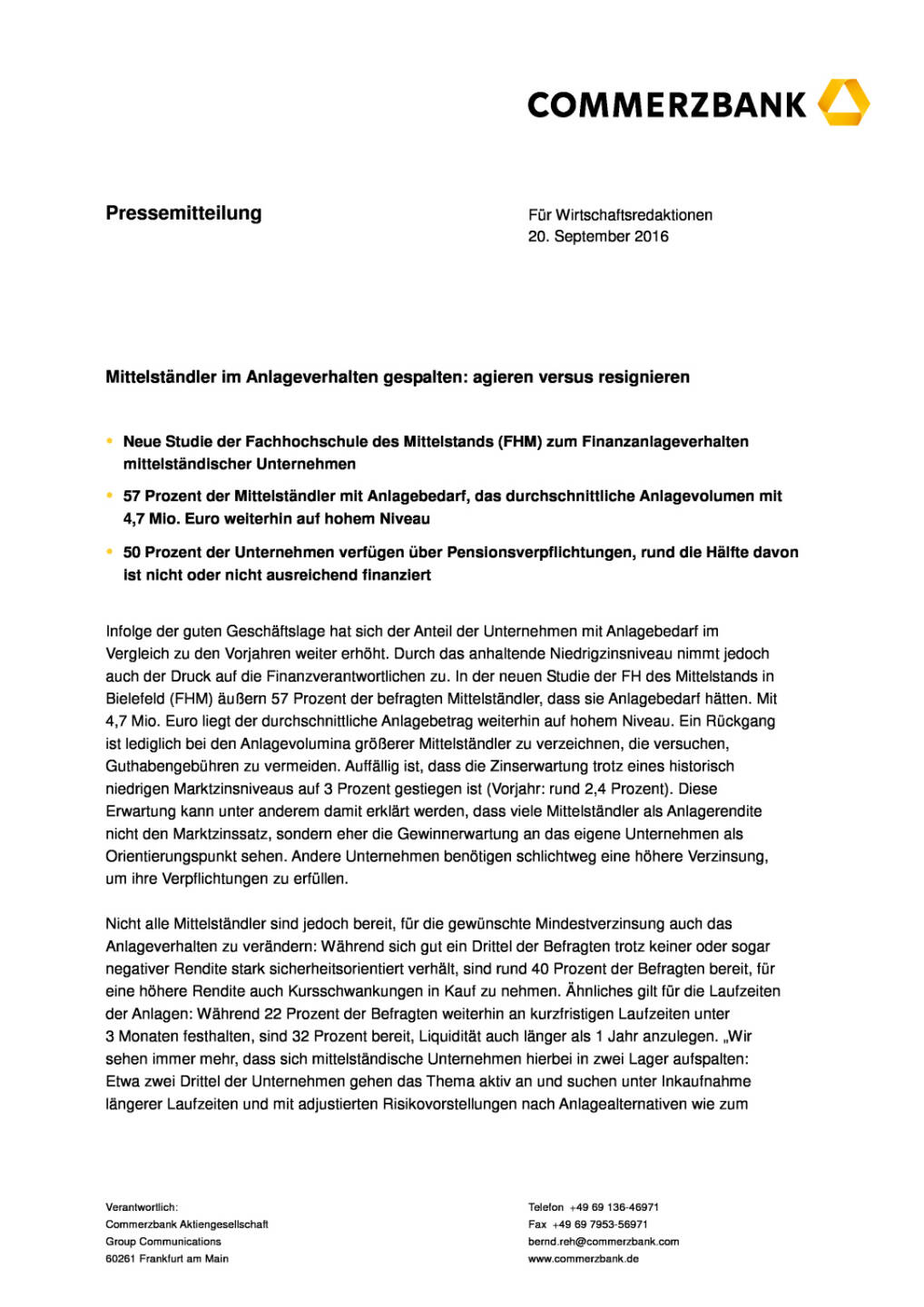 Commerzbank: Anlageverhalten Mittelständler, Seite 1/3, komplettes Dokument unter http://boerse-social.com/static/uploads/file_1800_commerzbank_anlageverhalten_mittelstandler.pdf