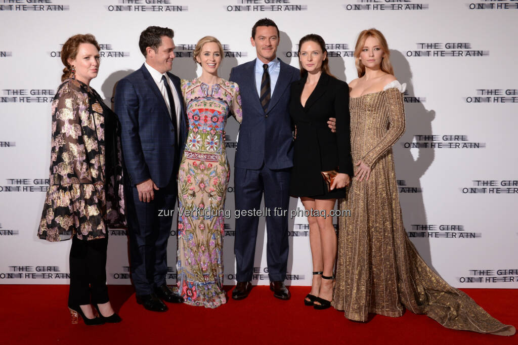 Paula Hawkins (Autorin), Tate Taylor (Regisseur), Emily Blunt, Luke Evans, Rebecca Ferguson, Haley Bennett : „Girl on the Train“ - Weltpremiere in London : Fotocredit: obs/Constantin Film/Joanne Davidson/SilverHub, © Aussendung (21.09.2016) 