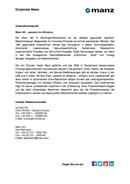 Manz AG: Vorstand wird um Chief Restructuring Officer (CRO) verstärkt, Seite 2/2, komplettes Dokument unter http://boerse-social.com/static/uploads/file_1816_manz_ag_vorstand_wird_um_chief_restructuring_officer_cro_verstarkt.pdf (22.09.2016) 