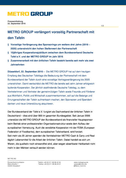 Metro Group: Partnerschaft mit Bundesverband Deutsche Tafel, Seite 1/2, komplettes Dokument unter http://boerse-social.com/static/uploads/file_1819_metro_group_partnerschaft_mit_bundesverband_deutsche_tafel.pdf (22.09.2016) 