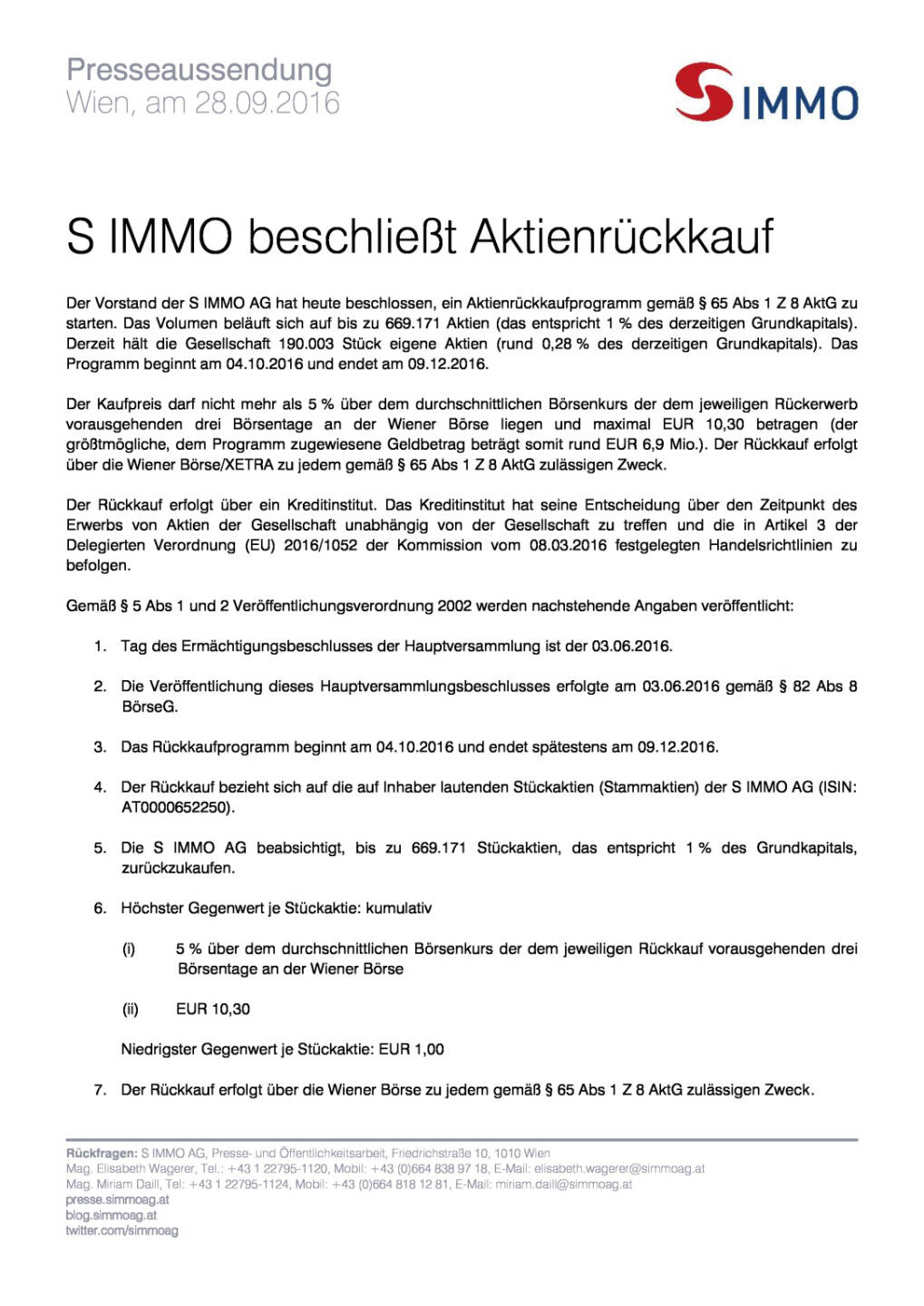 S Immo beschliesst Aktienrückkauf, Seite 1/2, komplettes Dokument unter http://boerse-social.com/static/uploads/file_1842_s_immo_beschliesst_aktienruckkauf.pdf