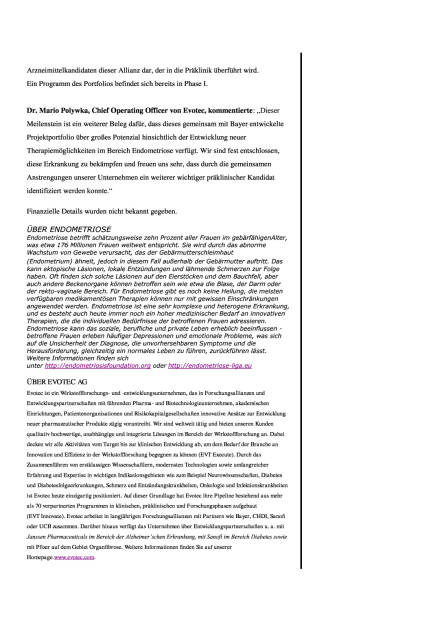 Evotec: Meilenstein in Endometriose-Allianz mit Bayer, Seite 2/3, komplettes Dokument unter http://boerse-social.com/static/uploads/file_1844_evotec_meilenstein_in_endometriose-allianz_mit_bayer.pdf (29.09.2016) 