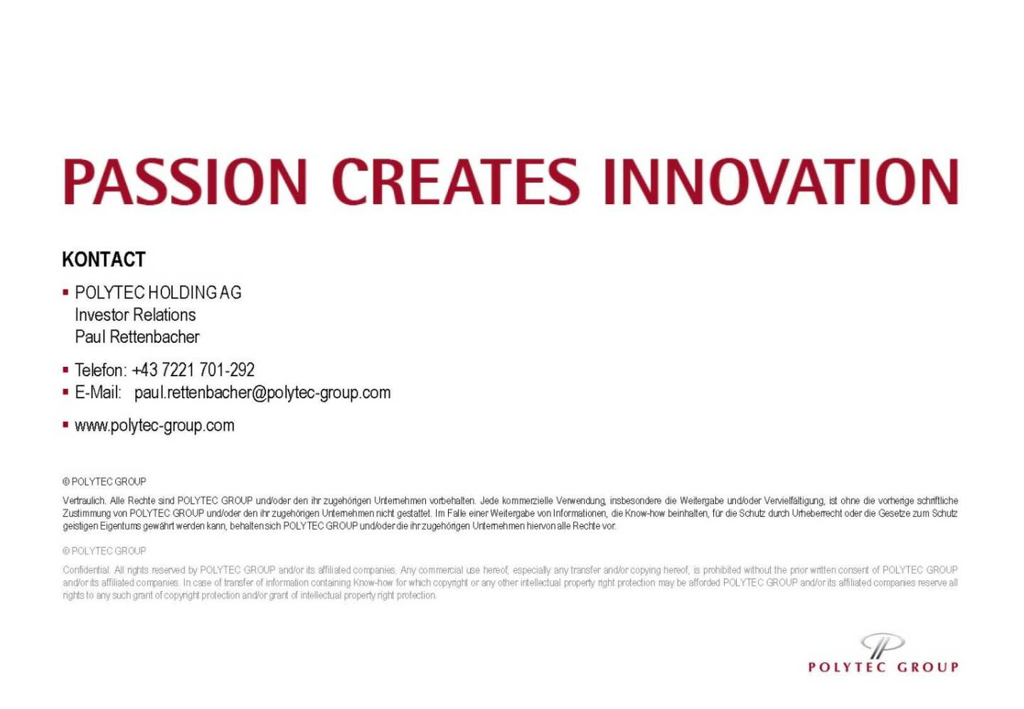 Polytec passion creates innovation