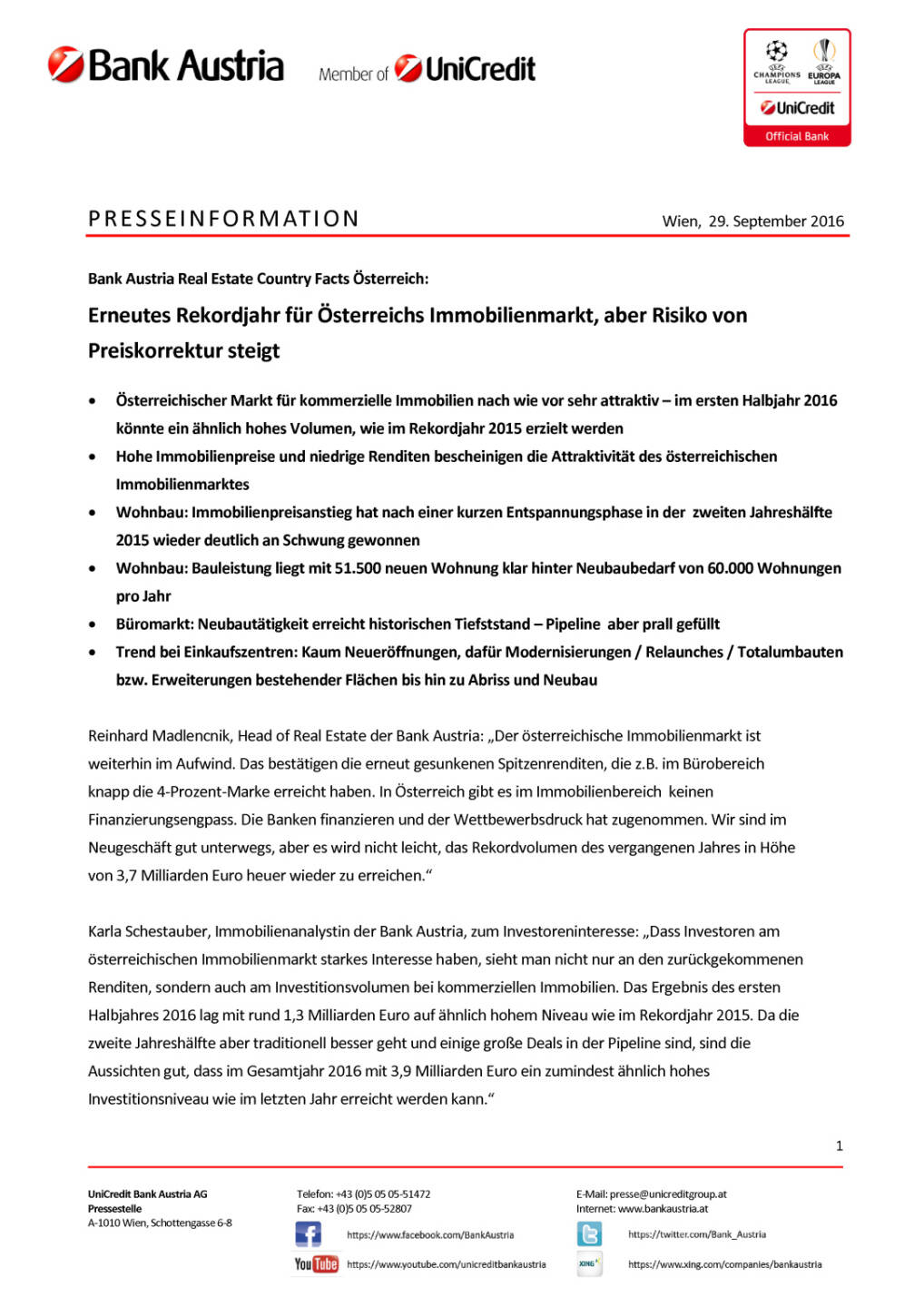 Bank Austria: Erneutes Rekordjahr für Österreichs Immobilienmarkt, Seite 1/4, komplettes Dokument unter http://boerse-social.com/static/uploads/file_1851_bank_austria_erneutes_rekordjahr_fur_osterreichs_immobilienmarkt.pdf