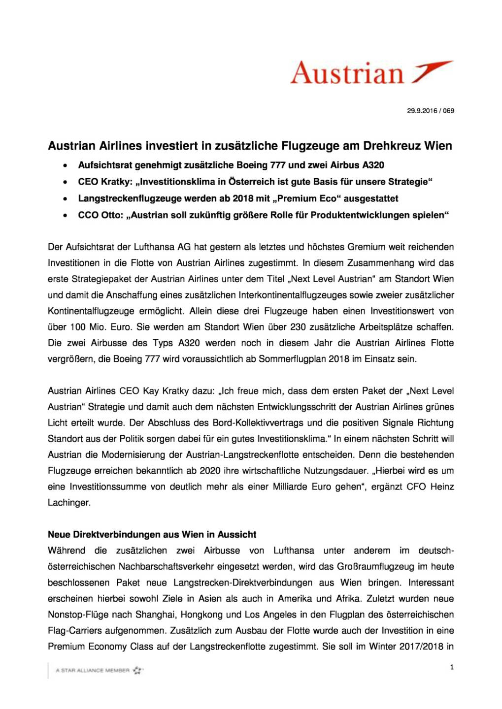 Austrian Airlines investiert in zusätzliche Flugzeuge am Drehkreuz Wien, Seite 1/4, komplettes Dokument unter http://boerse-social.com/static/uploads/file_1853_austrian_airlines_investiert_in_zusatzliche_flugzeuge_am_drehkreuz_wien.pdf